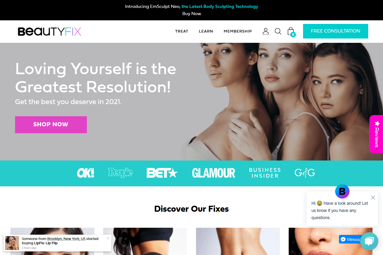 BeautyFix MedSpa storefront screenshot