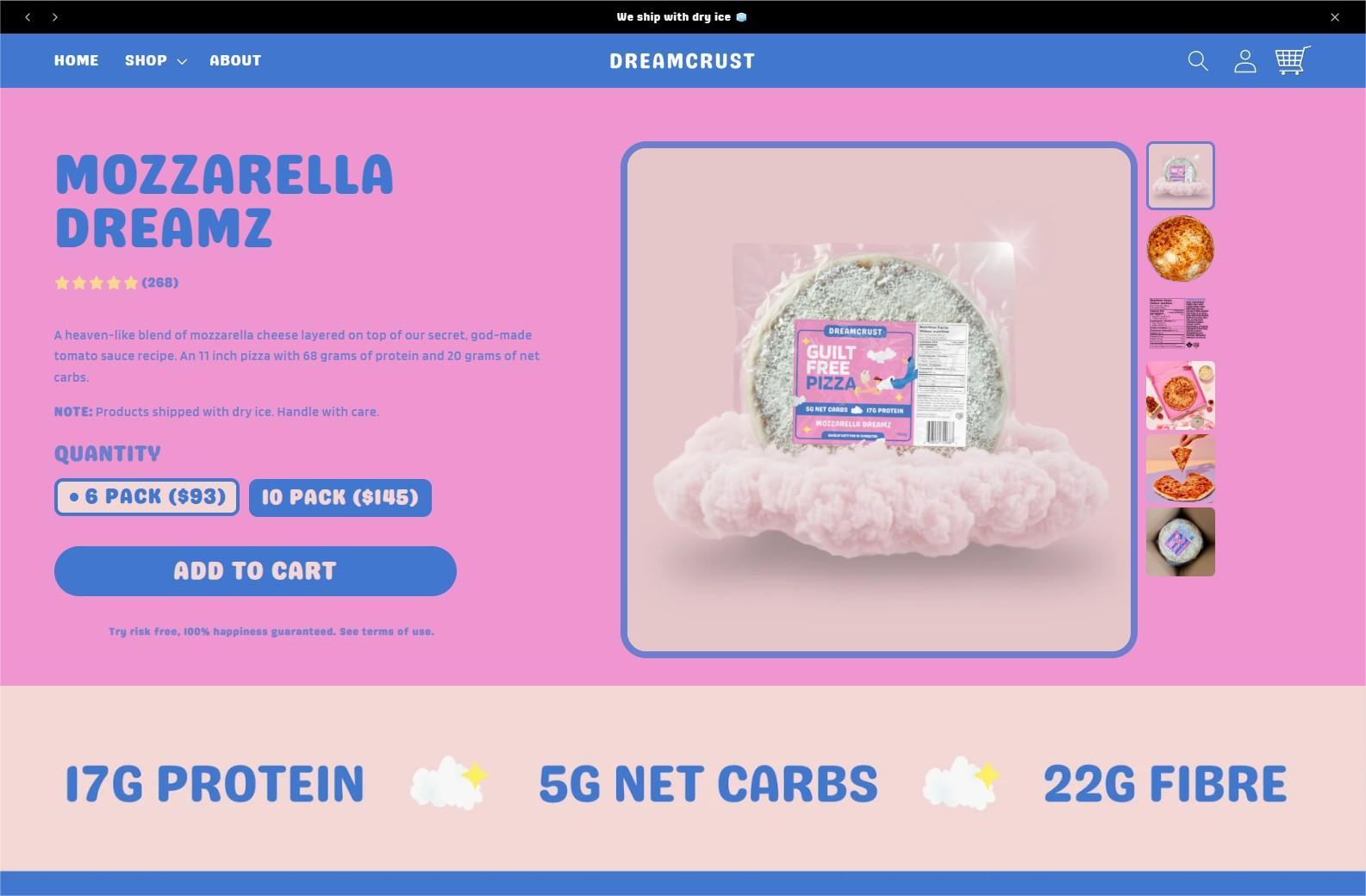 DreamCrust storefront screenshot